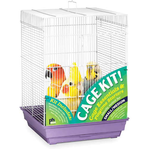 Prevue Hendryx 91210 Square Roof Bird Cage Kit, White and Purple